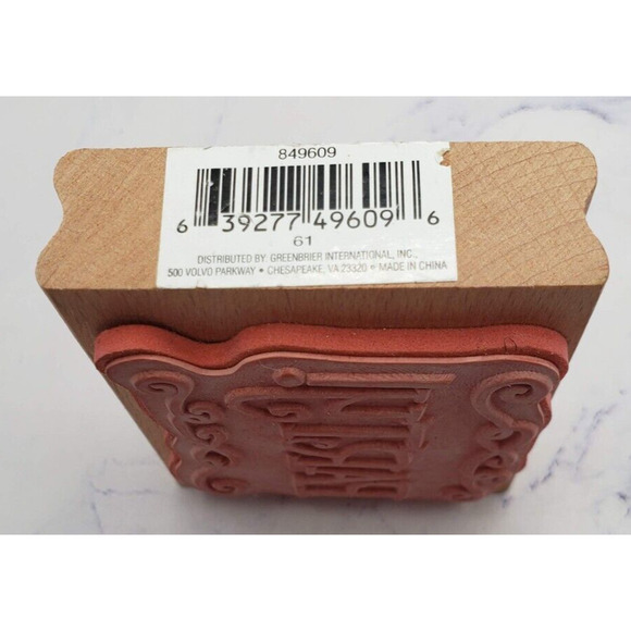 Party Scroll Wood Mounted Rubber Stamp Greenbrier - Picture 3 of 7